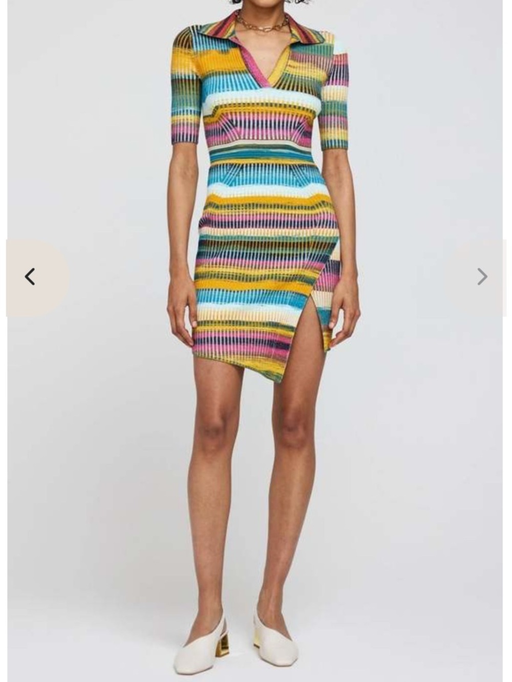 Jonathan Simkhai Solana Polo Mini Wrap Dressing Sunset Space Dye Colorway, L - Picture 1 of 6